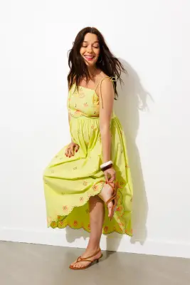 Robe brodée à bretelles nouées — photo 3