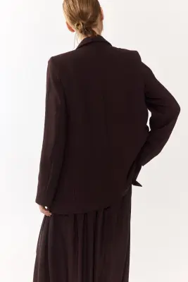 Blazer à fermeture croisée - Marron foncé — photo 3