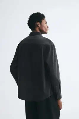 Chemise Regular Fit en velours côtelé - Gris denim foncé — photo 2