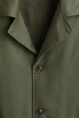 Relaxed Fit Resort shirt - Vert kaki foncé — photo 4