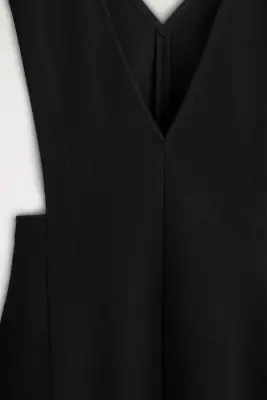 ROBE CHASUBLE COURTE EN MÉLANGE DE LAINE BOUILLIE - NOIR — photo 5