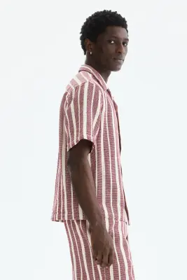 Chemise Regular Fit - Rouge foncé/rayé — photo 3
