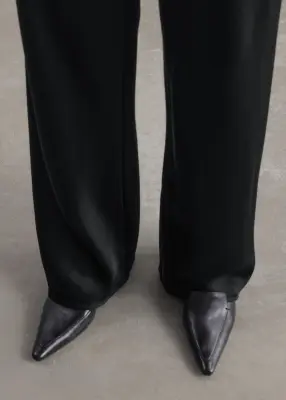 Pantalon en satin à cordon de serrage - Noir — photo 4