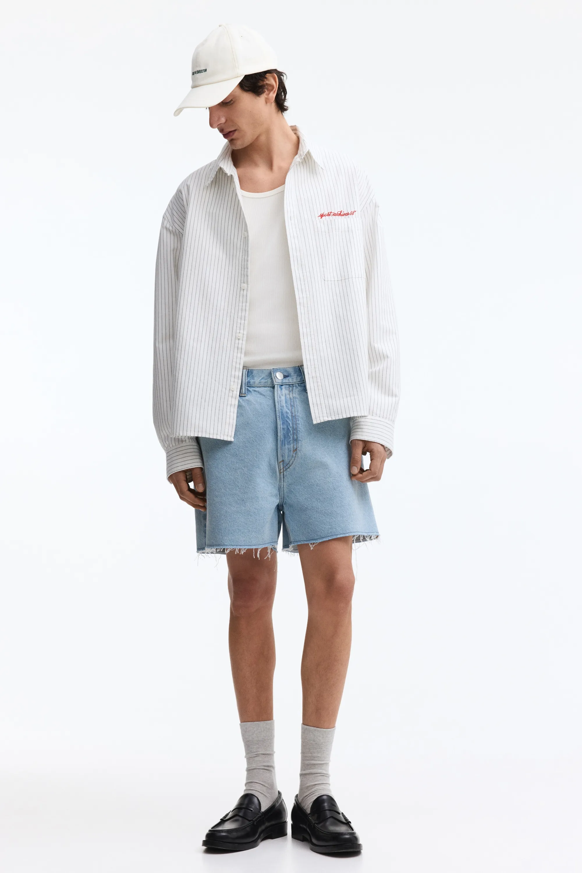 Short baggy court en denim - Bleu denim clair
