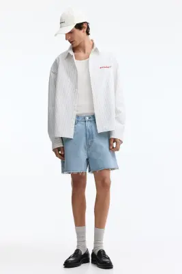 Short baggy court en denim - Bleu denim clair — photo 1