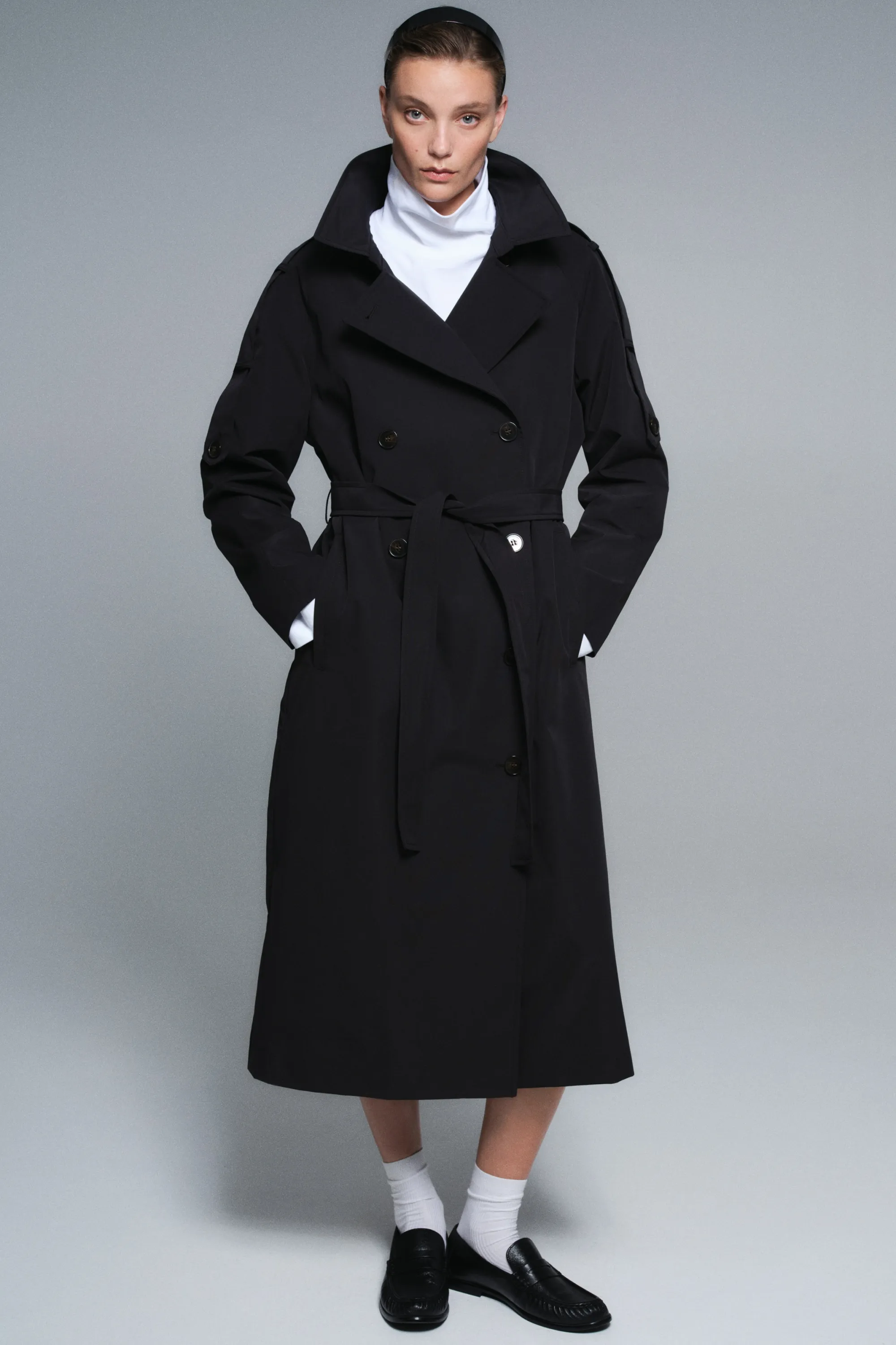 Trench-coat à fermeture croisée - Noir