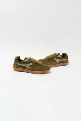 Baskets en cuir et toile Femme