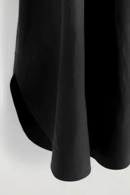 ROBE MIDI COL EN V SILHOUETTE ARRONDIE EN COTON - NOIR — photo 5
