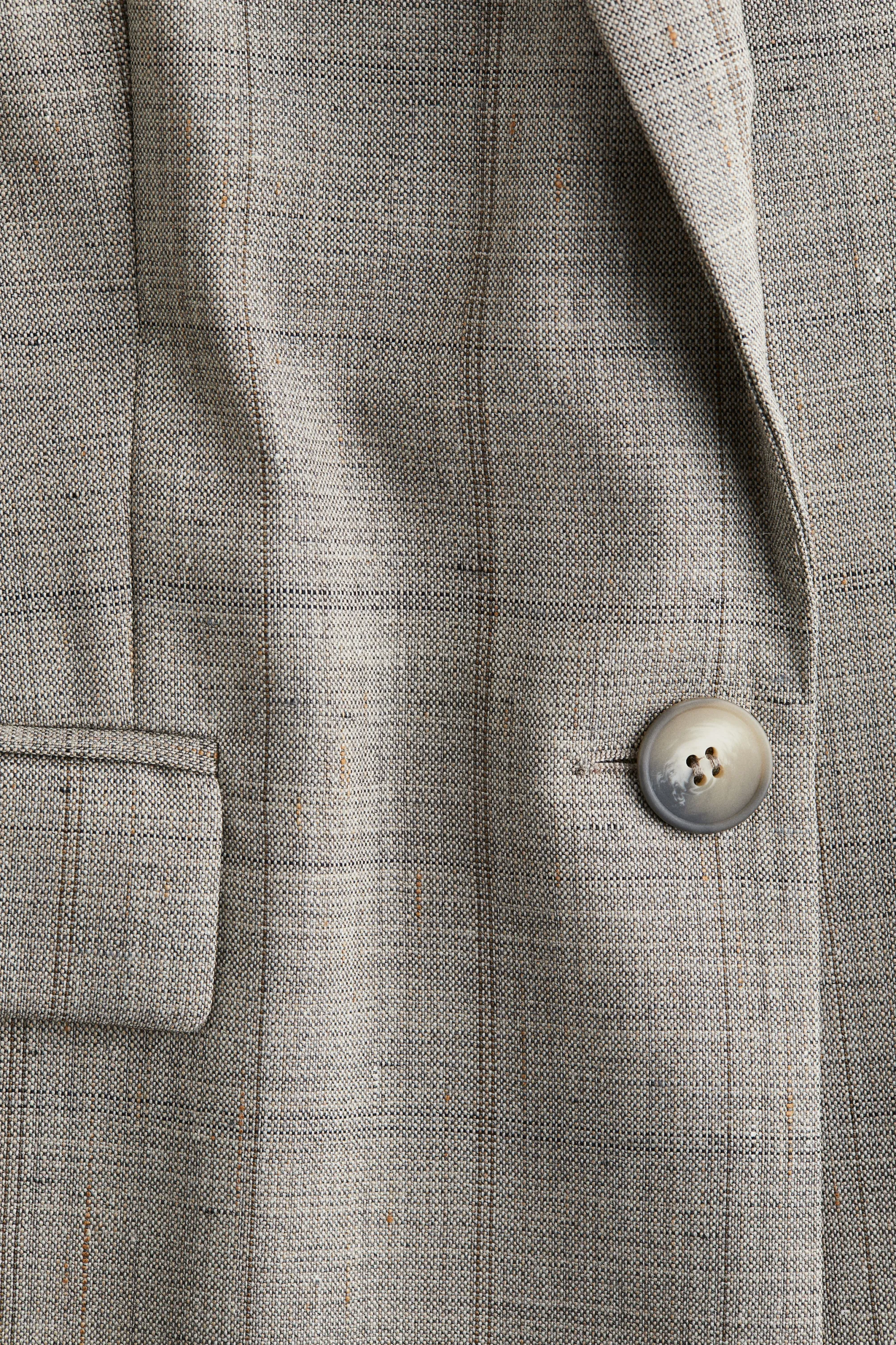 Blazer en laine mélangée - Gris clair/carreaux