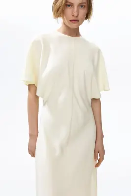 Robe midi en satin - Crème — photo 3