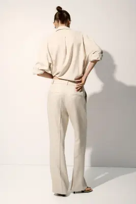 Pantalon chic en lin mélangé - Beige clair — photo 3