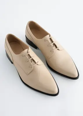 Chaussures derbies en cuir - Couleur crème — photo 3