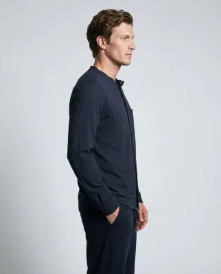 Chemise Marine Manches Longues en Coton / Lin — photo 3