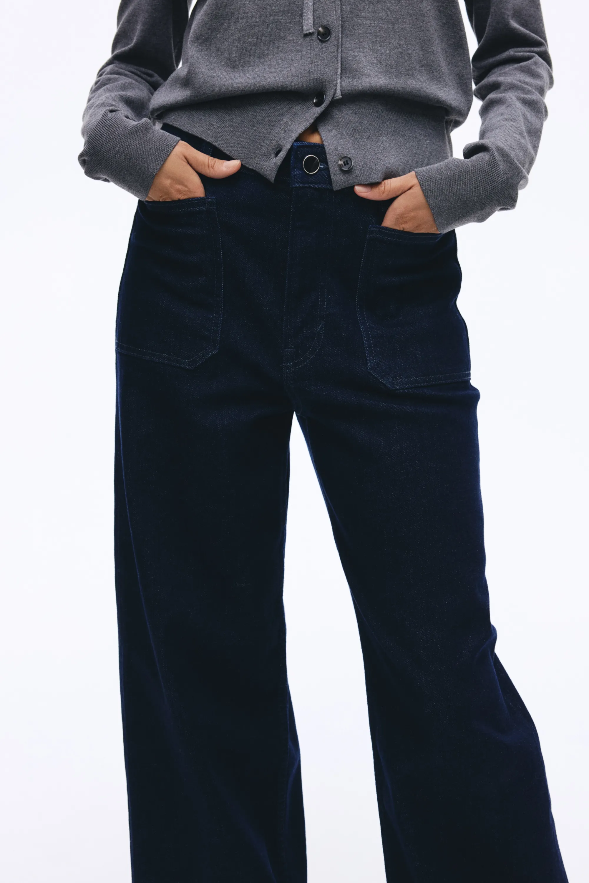 Wide High Jeans - Bleu denim foncé