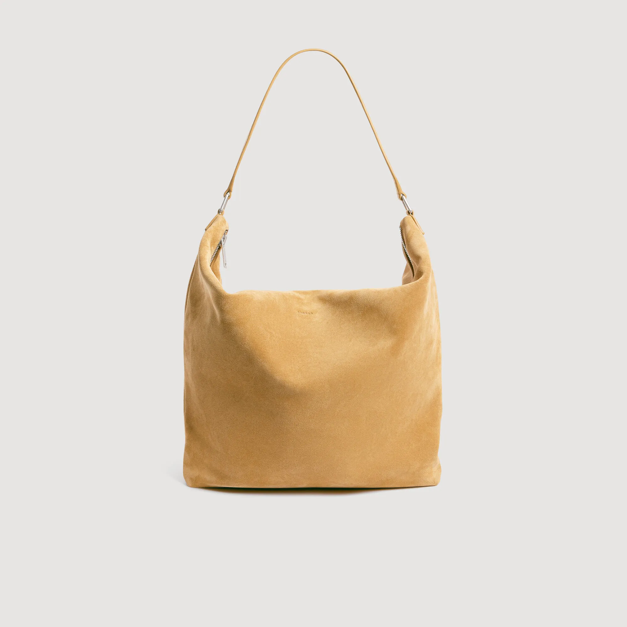 Sac hobo zippé en croûte de cuir