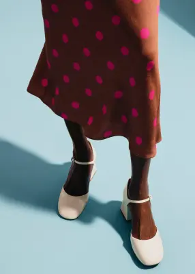 Escarpins en cuir à talons épais - Écru — photo 2