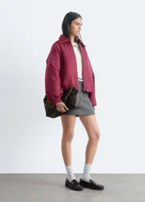 Veste style bomber à col - Bordeaux — photo 3