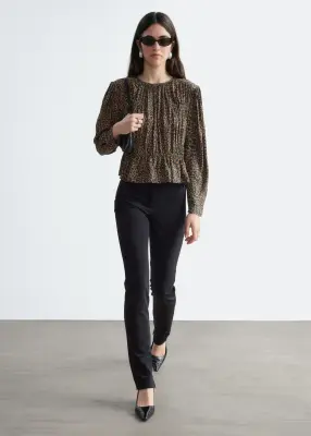 Blouse à smocks - Beige/Imprimé léopard — photo 2