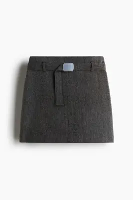 Minijupe avec ceinture - Noir chiné — photo 2