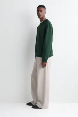 SWEAT EN COTON DÉLAVÉ - VERT FONCÉ — photo 4