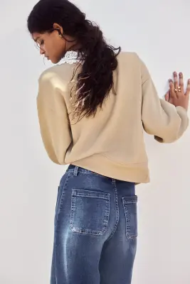 Wide High Waist Jeans - Bleu denim foncé — photo 3