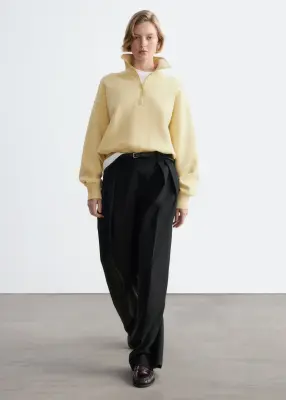 Sweat à demi-fermeture zippée en coton - Couleur crème — photo 2