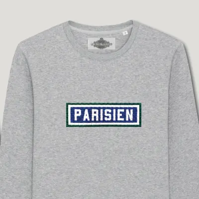 SWEAT-SHIRT COTON BIO BRODÉ - PARISIEN - GRIS — photo 2