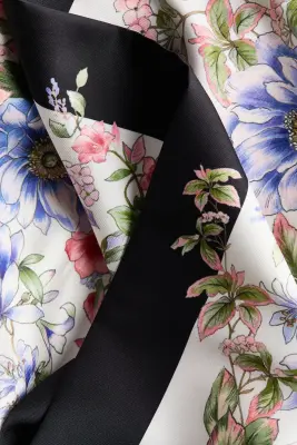 Robe bandeau avec panneau drapé - Crème/fleuri — photo 5