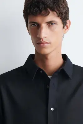 CHEMISE DÉCONTRACTÉE EN FLANELLE DE LAINE - BLEU MARINE — photo 3