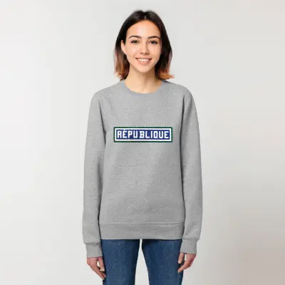 SWEAT SHIRT COTON BIO BRODÉ - RÉPUBLIQUE - GRIS — photo 3