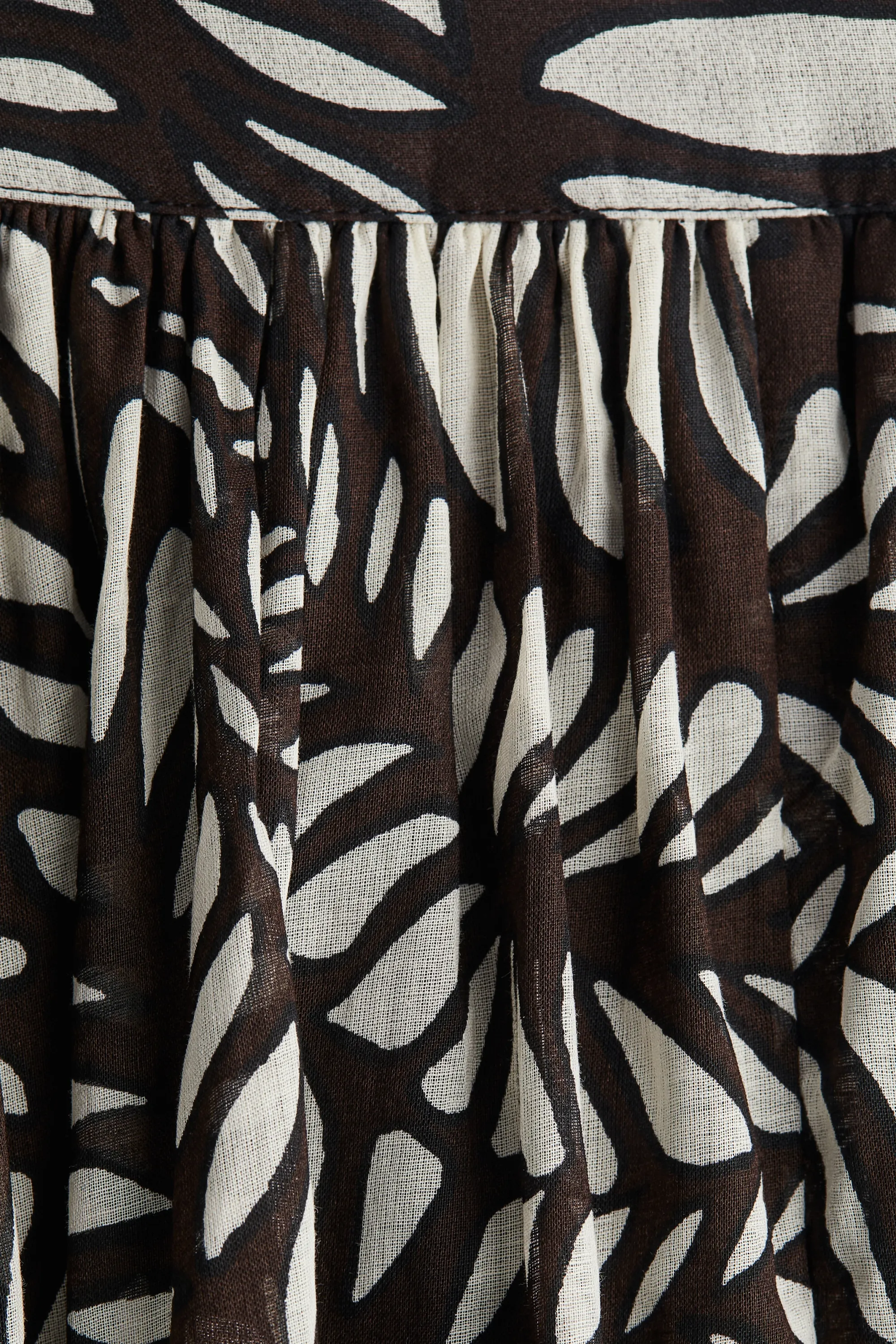 Circular cotton skirt - Marron foncé/motif