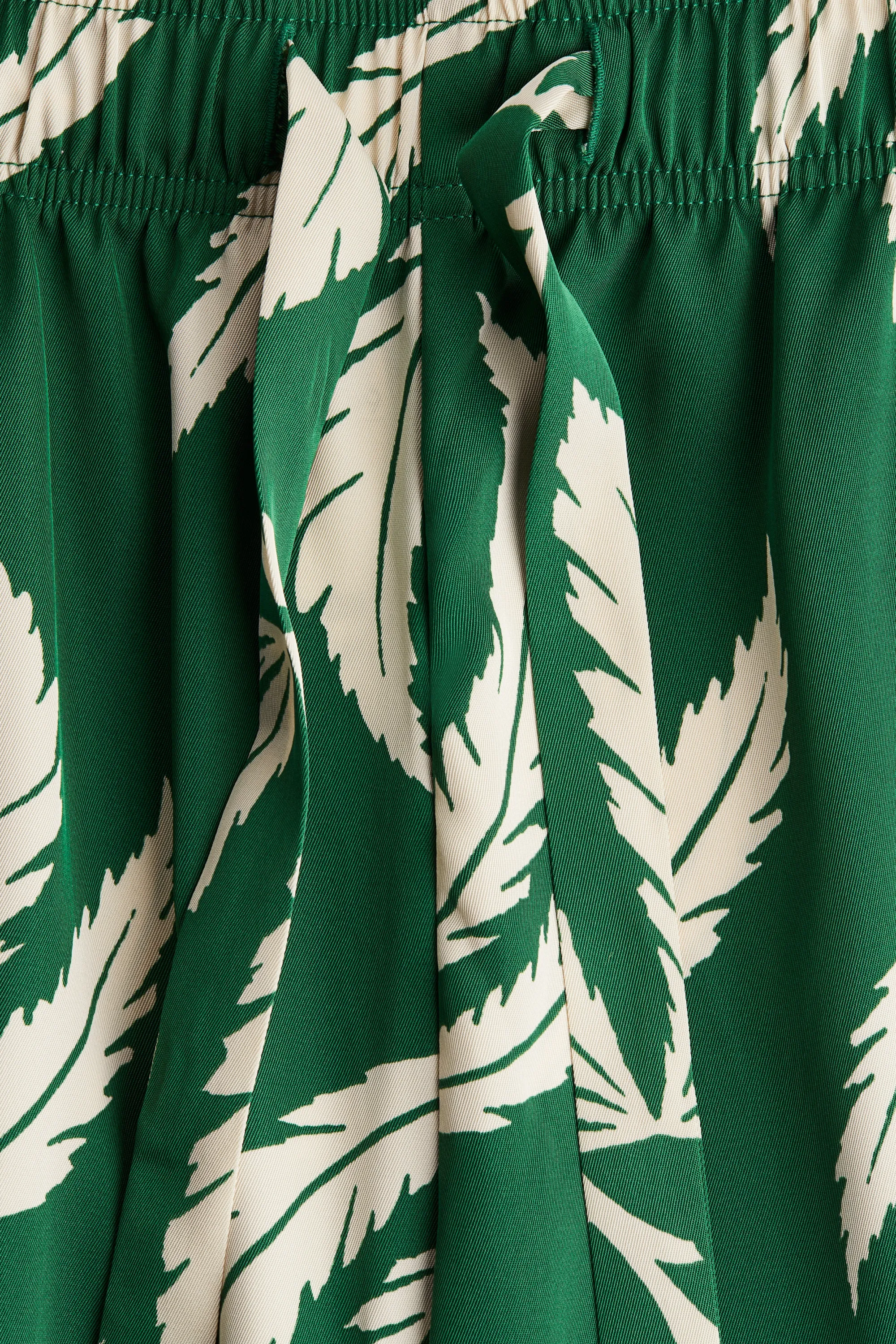 Pantalon en twill avec cordon de serrage - Vert/palmiers