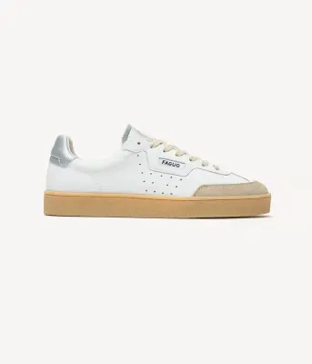 Faguo – Baskets Lumbo Cuir Blanc Argenté