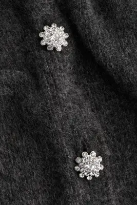 MAMA Gilet avec boutons à strass - Gris foncé chiné — photo 4