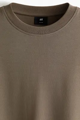 T-shirt Relaxed Fit en interlock - Taupe foncé — photo 4