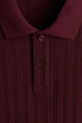 Polo Slim Fit en jersey texturé - Bordeaux — photo 4