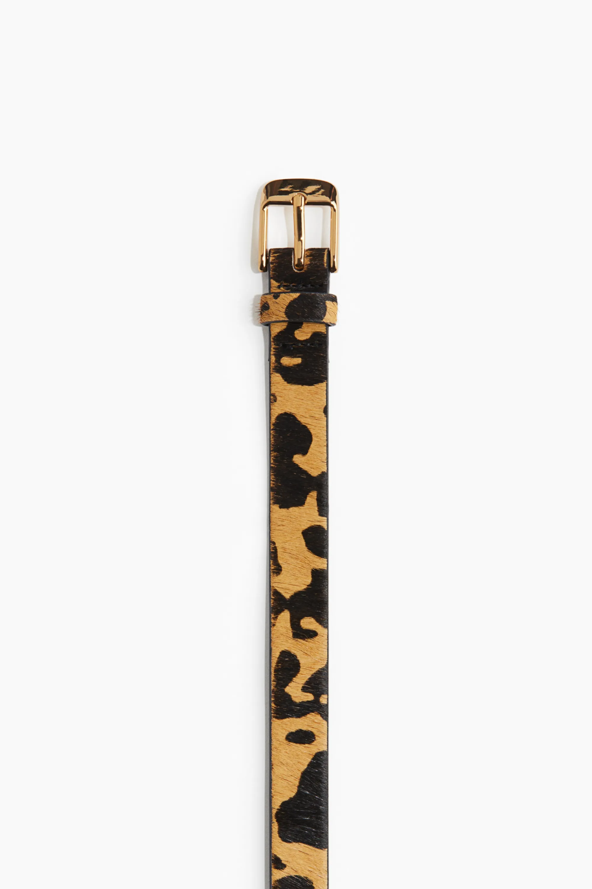 Ceinture fine en cuir - Beige/imitation léopard