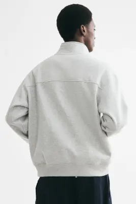 Sweat Loose Fit avec col zippé - Gris chiné — photo 3