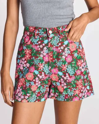 Short Triomphe imprimé Liberty rose et bordeaux — photo 5