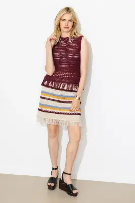 Jupe courte frangée en crochet — photo 3