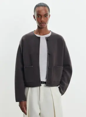 Veste en cuir, cachemire et laine