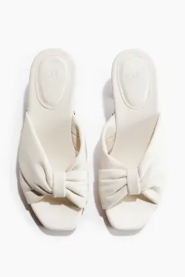 Sandales à talon façon sabot - Crème — photo 2