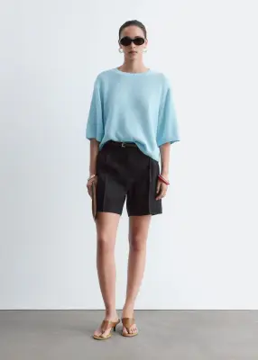 T-shirt en maille de coton - Turquoise clair — photo 1