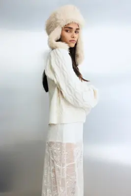 Gilet en maille pointelle - Beige clair — photo 3