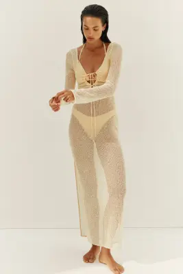 Robe de plage en maille lâche - Jaune clair — photo 1