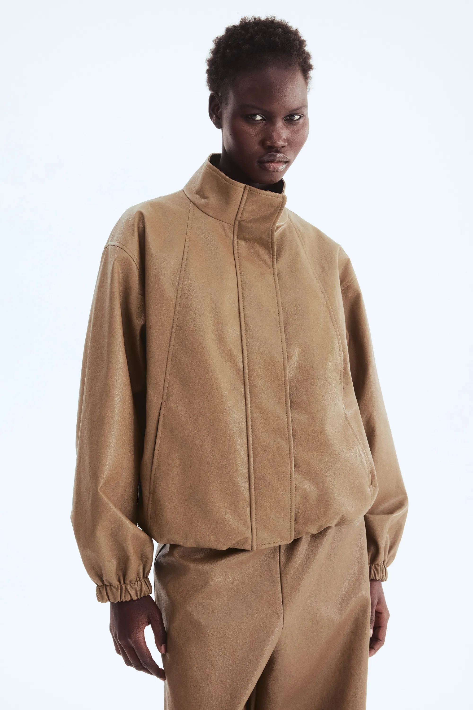 Veste en tissu enduit - Beige foncé