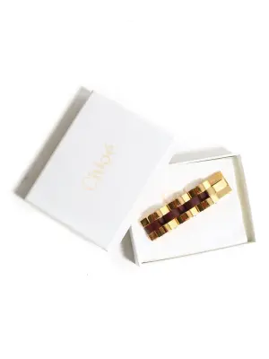 Bracelet chaîne en laiton doré et cuir rouge bordeaux NEUF Prix boutique 550€ — photo 3