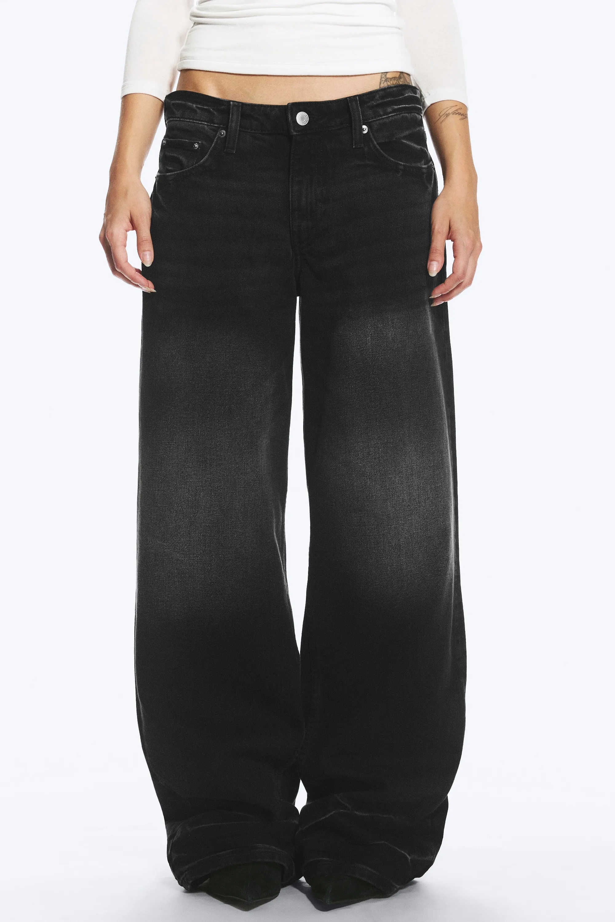 Jean jambe large taille basse Ample - Empire Black - Noir
