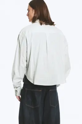 Chemise carrée boutonnée - Bleu à carreaux — photo 2