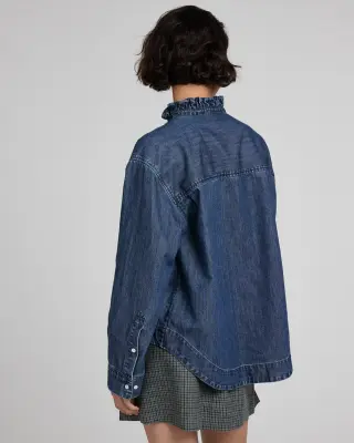 Blouse Madeline bleu chambray foncé — photo 3